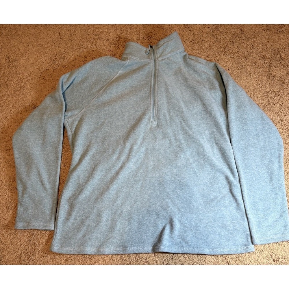 Eddie Bauer Fleece Pullover Women's Large Regular 1/4 Zip Light Blue Hiking